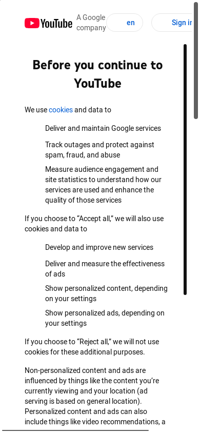 the mobile screenshot of www.youtube.com