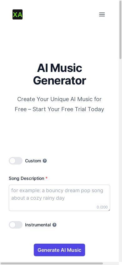 the mobile screenshot of xaaimusic.com