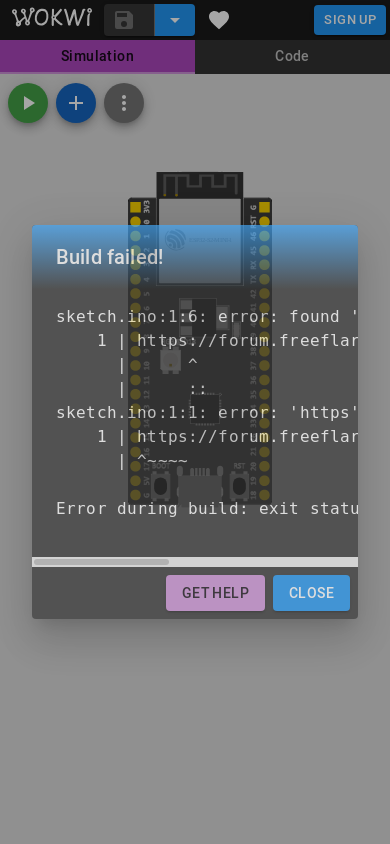 the mobile screenshot of wokwi.com