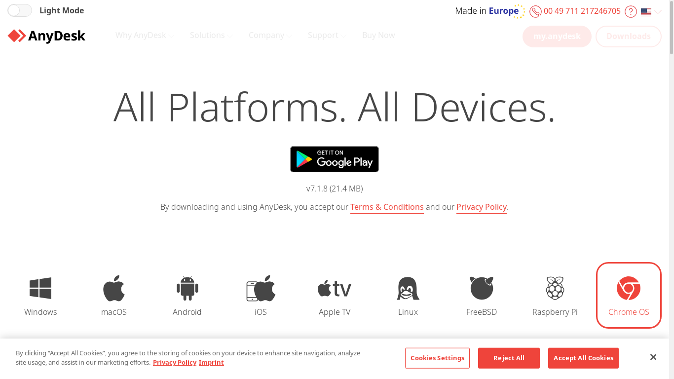 the desktop screenshot of anydesk.com