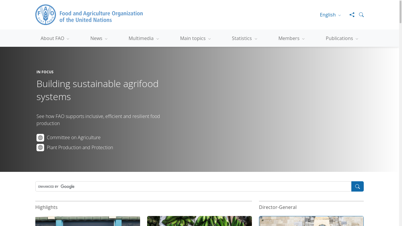 the desktop screenshot of www.fao.org