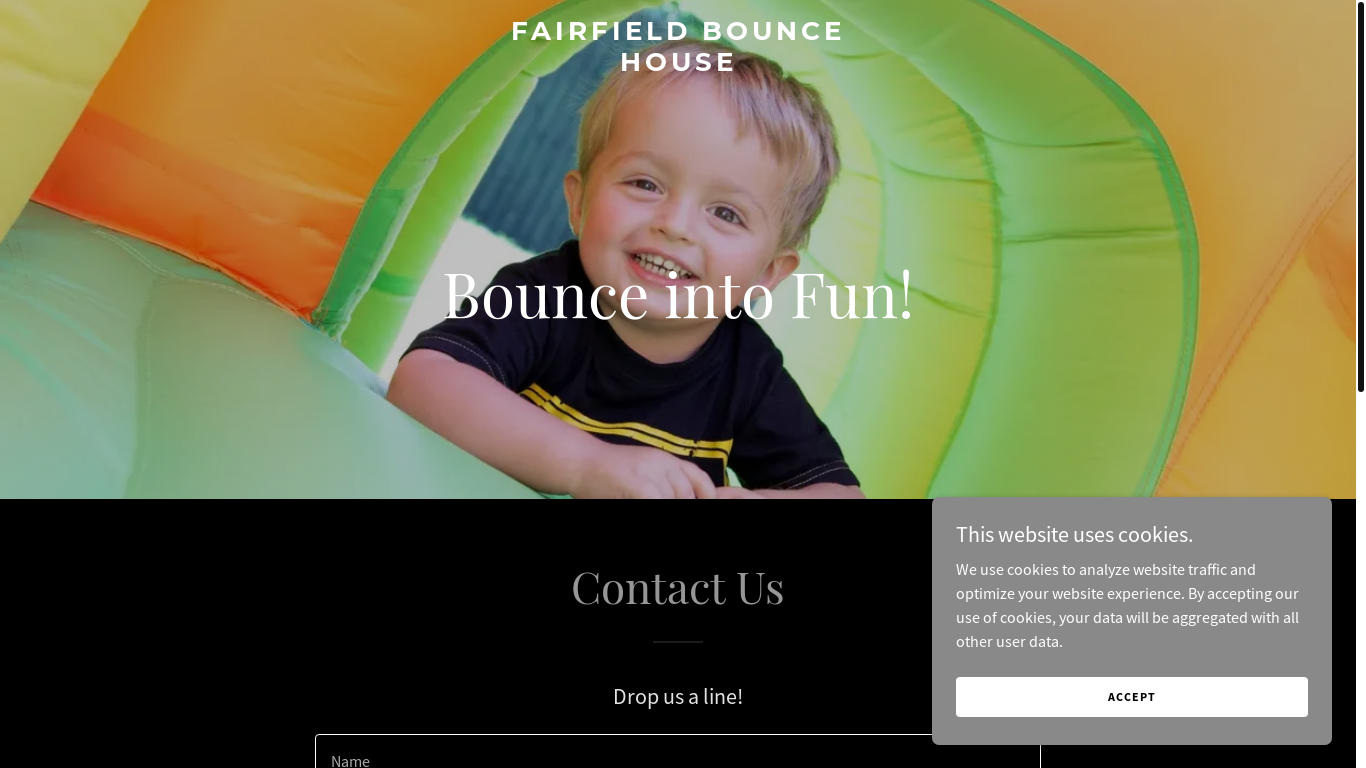 the desktop screenshot of fairfieldbouncehouse.com