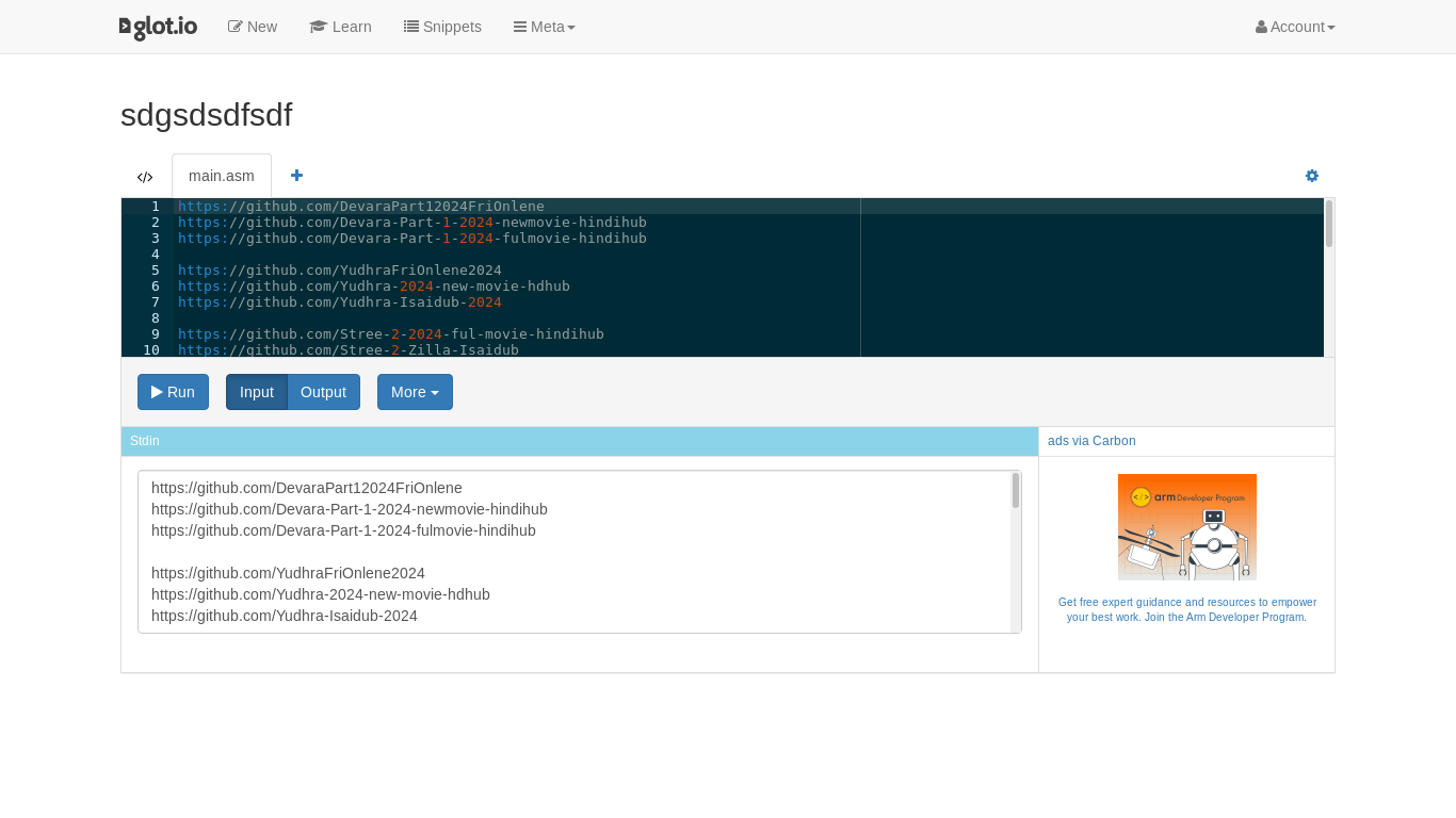 the desktop screenshot of glot.io