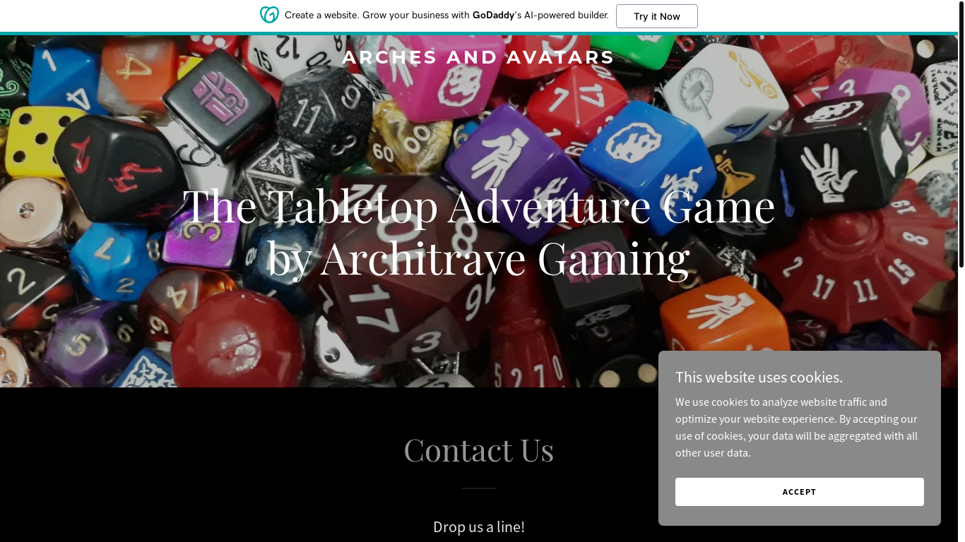 the desktop screenshot of archesandavatars.com