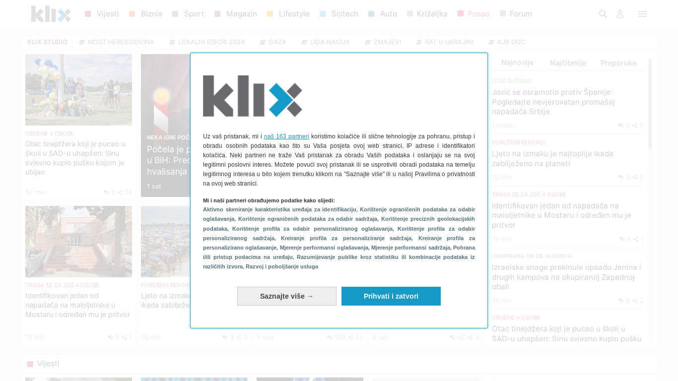 the desktop screenshot of www.klix.ba
