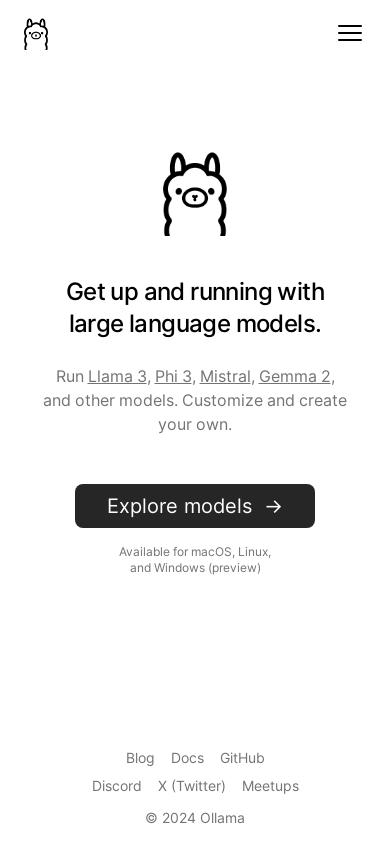 the mobile screenshot of ollama.com