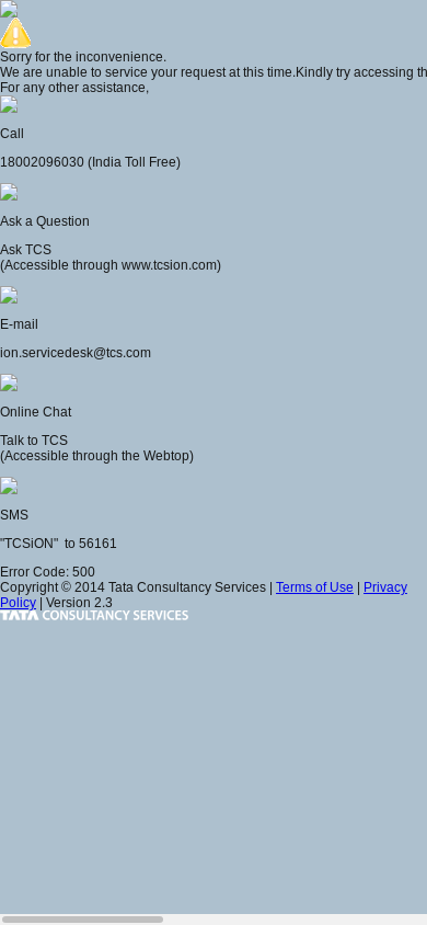 the mobile screenshot of www.tcsion.com