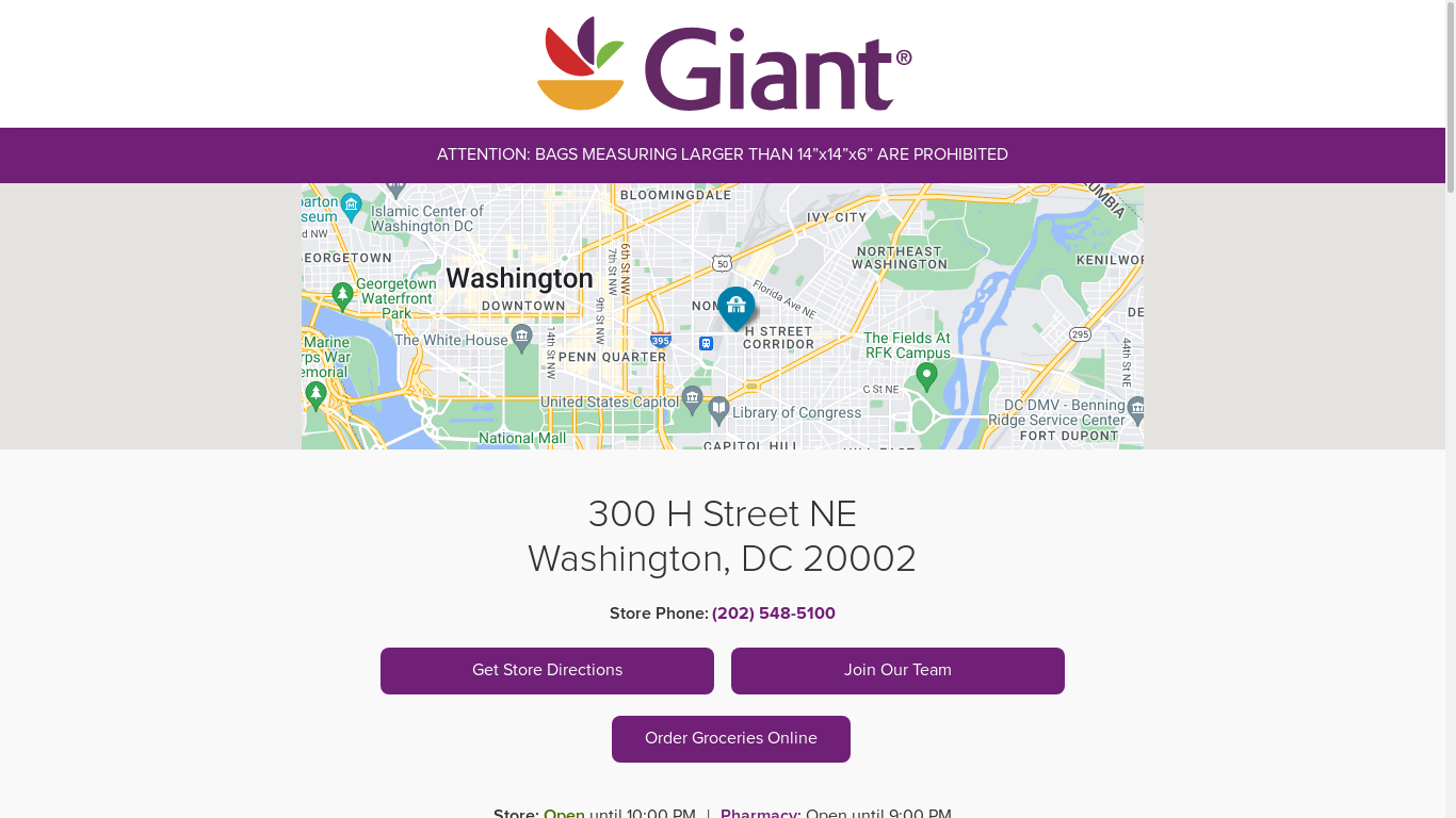 the desktop screenshot of stores.giantfood.com