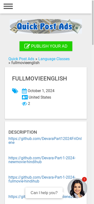 the mobile screenshot of www.quickpostads.com