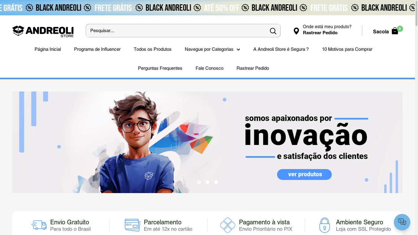 the desktop screenshot of andreolistore.com.br