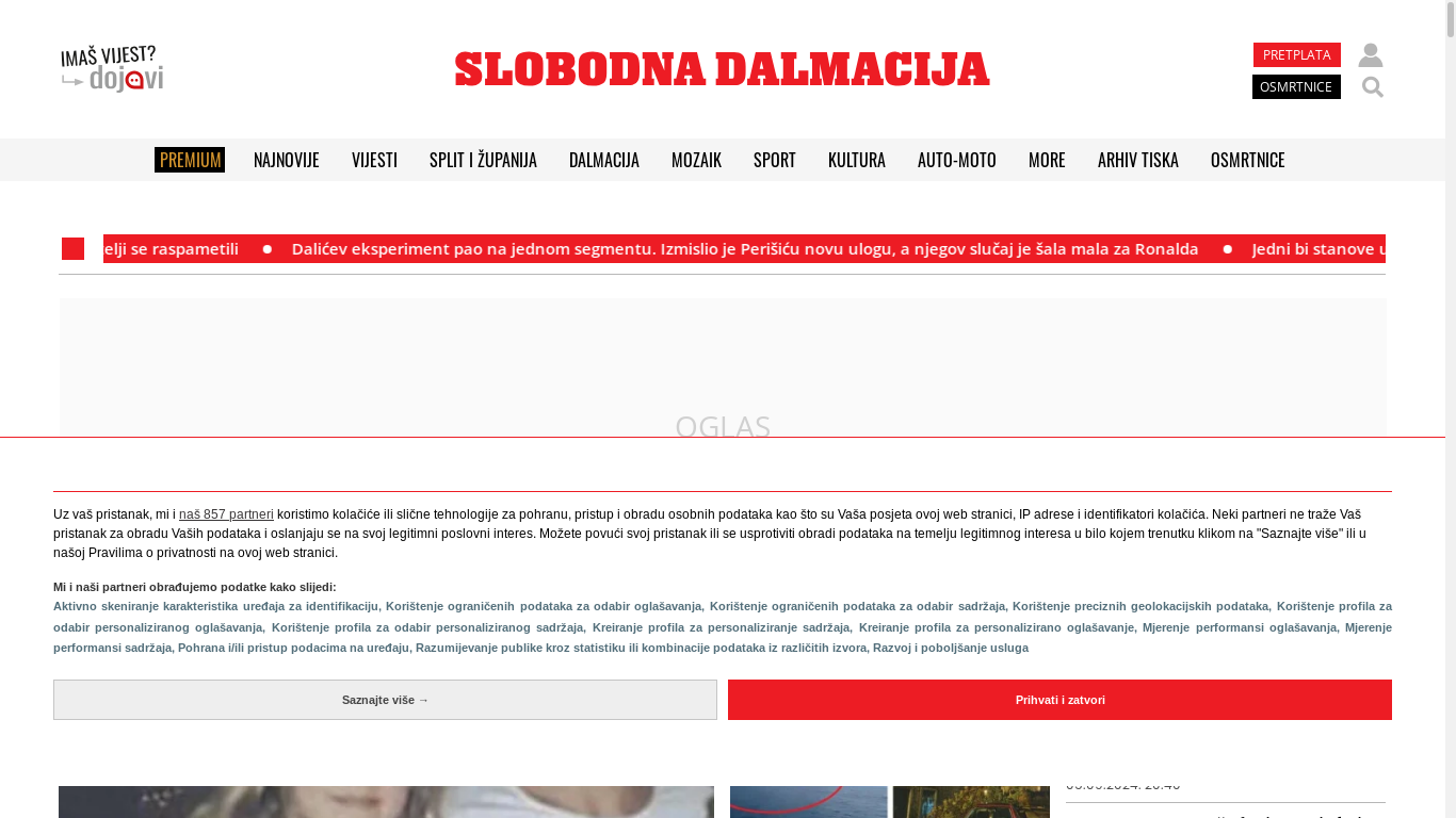 the desktop screenshot of slobodnadalmacija.hr