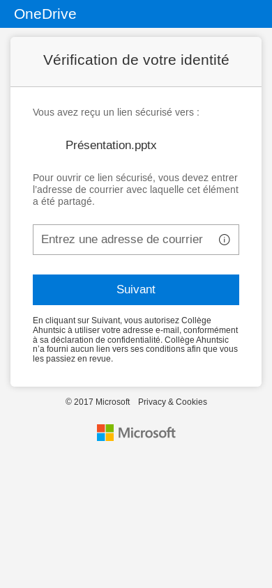 the mobile screenshot of collegeahuntsic-my.sharepoint.com