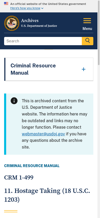 the mobile screenshot of www.justice.gov