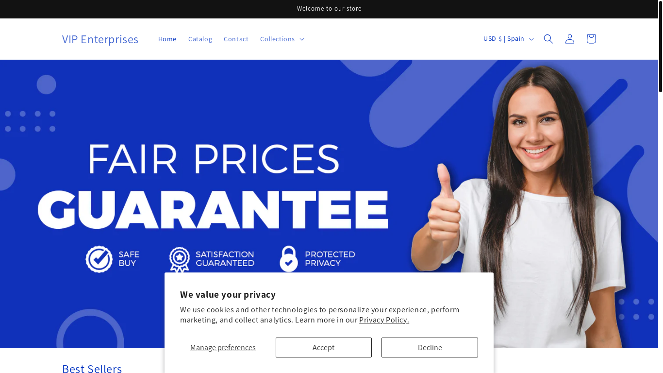 the desktop screenshot of vipenterprises.shop