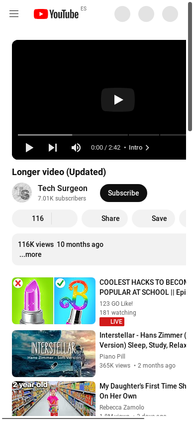 the mobile screenshot of www.youtube.com