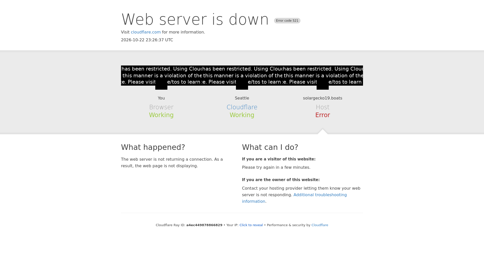 solargecko19.boats | 521: Web server is down - URL Scan Results | Tiny Scan