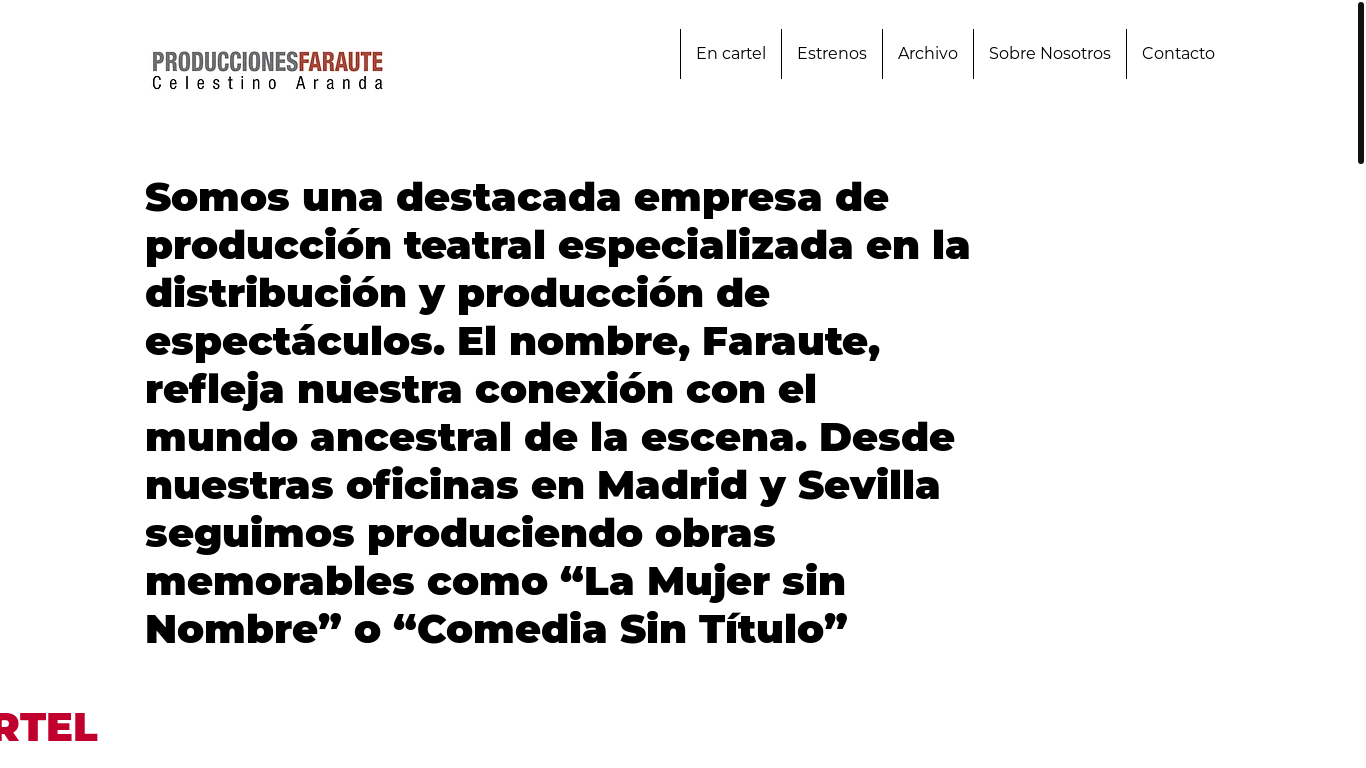 the desktop screenshot of www.farauteproducciones.com