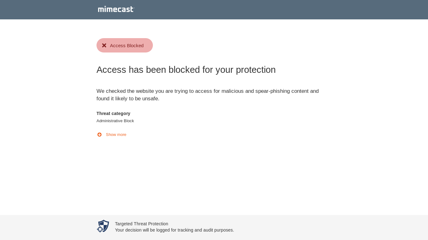 the desktop screenshot of security-uk.m.mimecastprotect.com