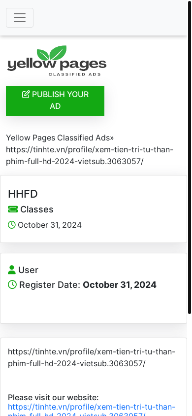 the mobile screenshot of yellowpagesclassifiedads.com