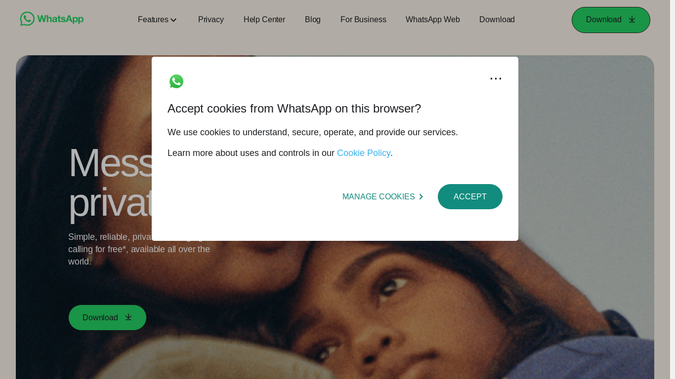 the desktop screenshot of www.whatsapp.com