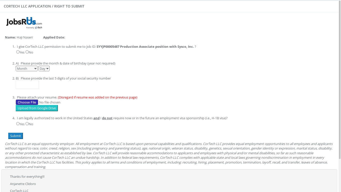 the desktop screenshot of jobs.cor-tech.net