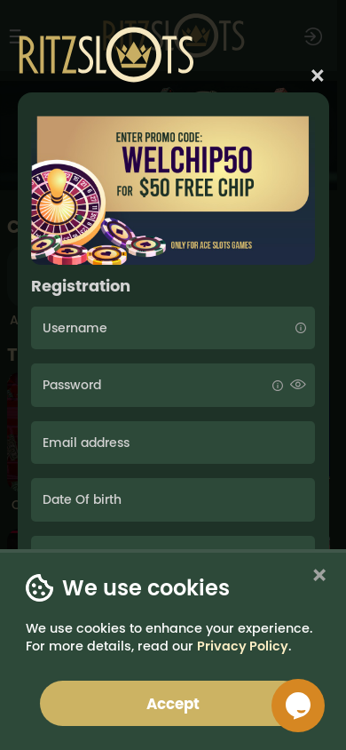 the mobile screenshot of www.ritzslots.com