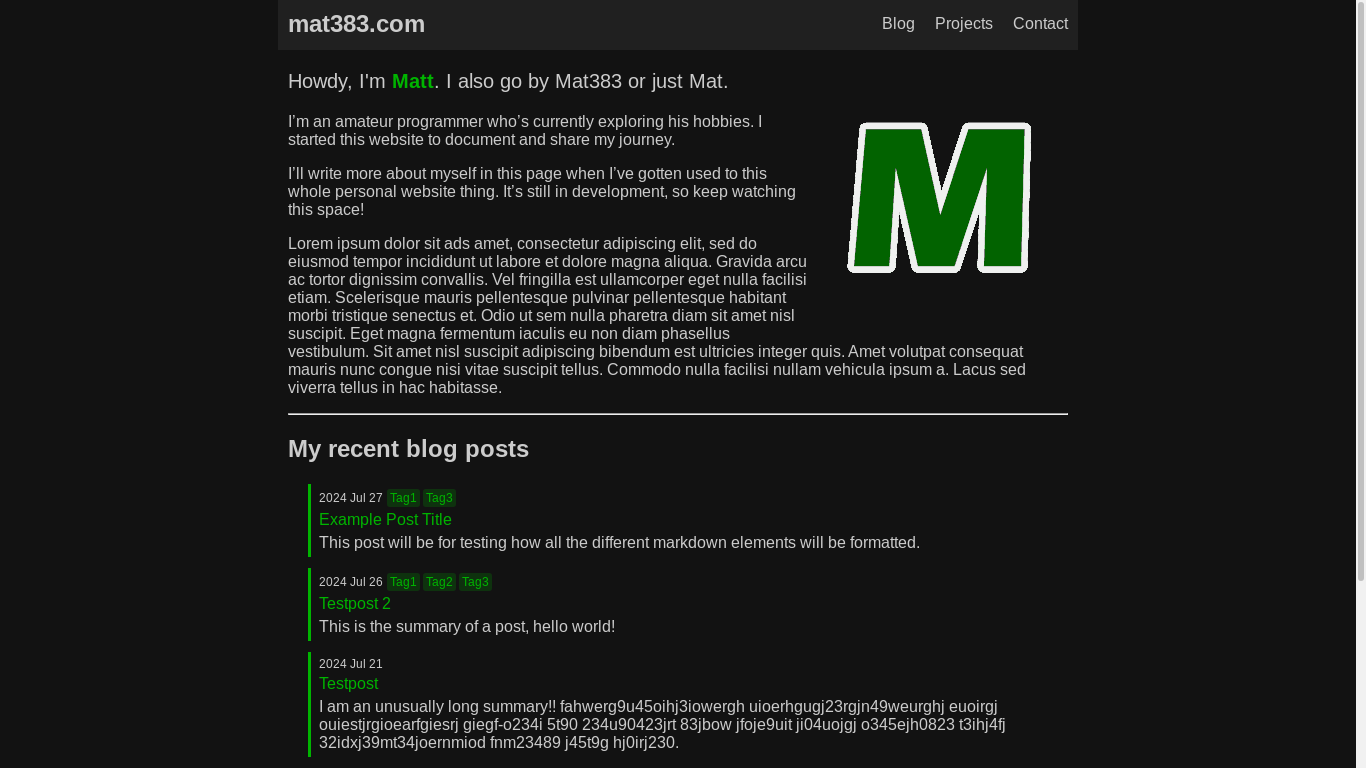 the desktop screenshot of mat383.com