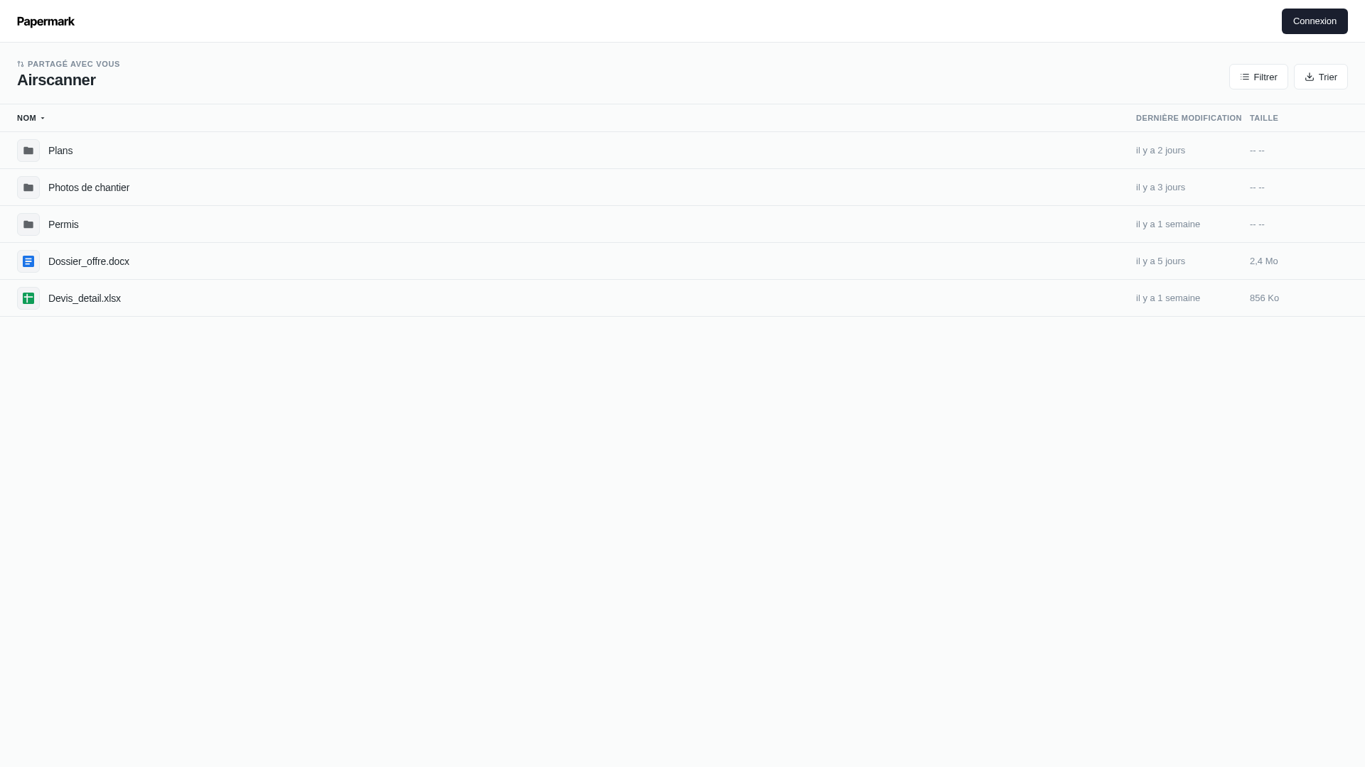Papermark — Documents partagés - URL Scan Results | Tiny Scan