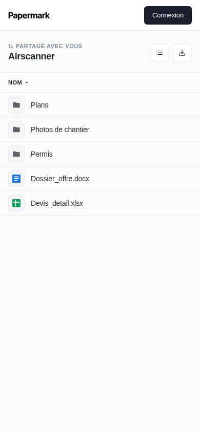 Papermark — Documents partagés - URL Scan Results | Tiny Scan