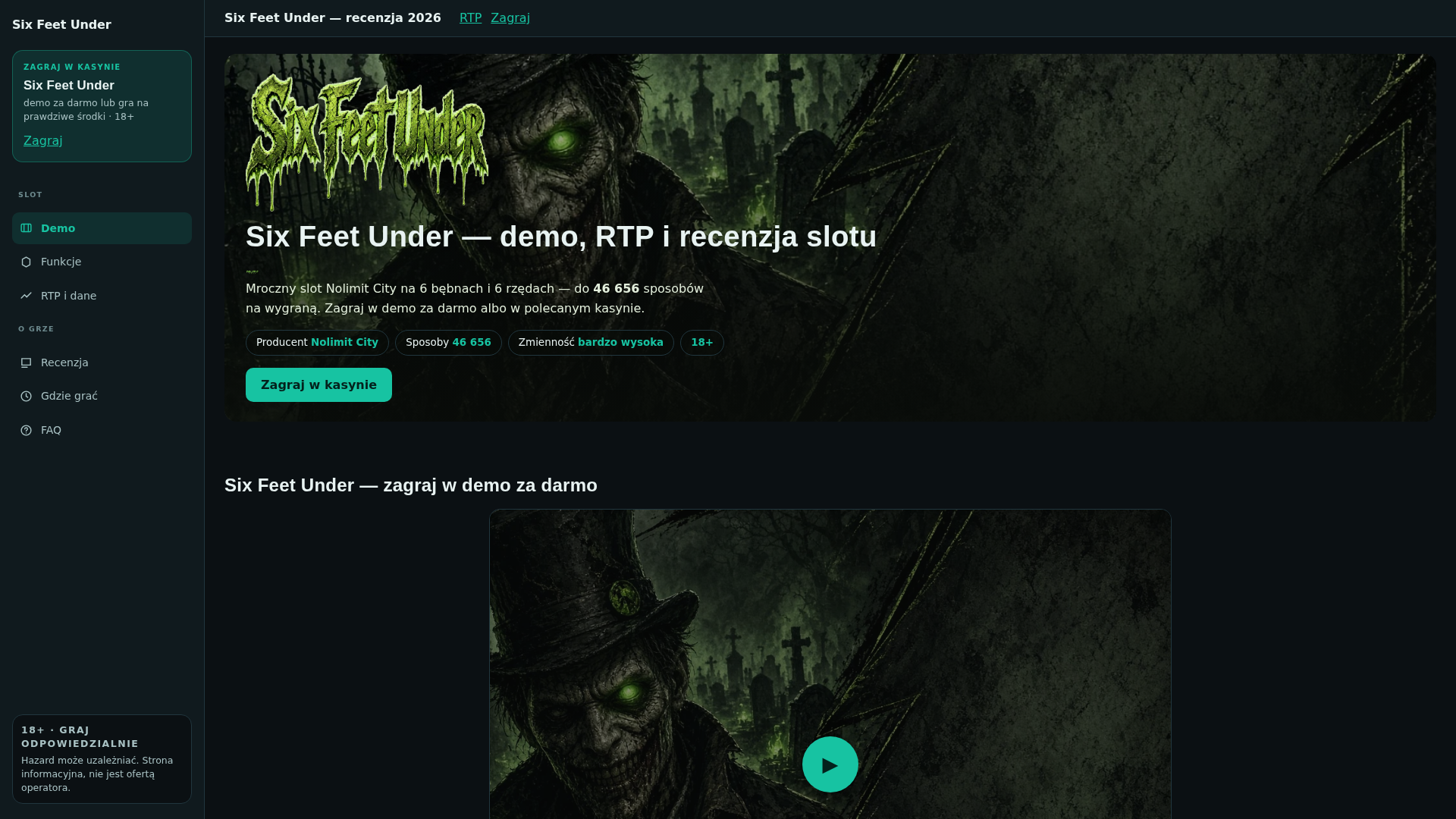 Six Feet Under — demo, RTP i recenzja slotu (Nolimit City) - URL Scan ...