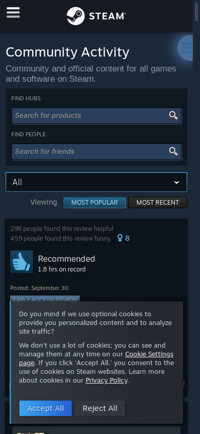 the mobile screenshot of steamcommunity.com