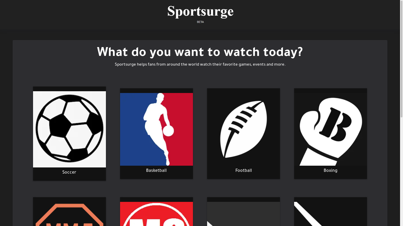 the desktop screenshot of www.sportsurge.uno