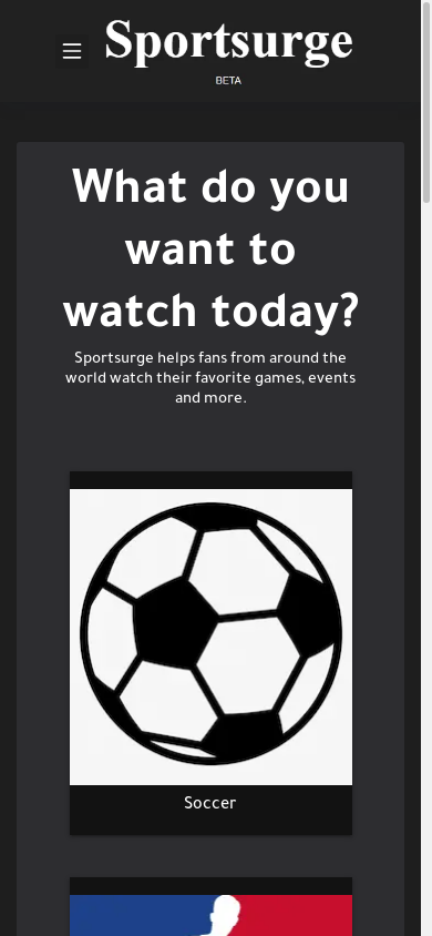 the mobile screenshot of www.sportsurge.uno