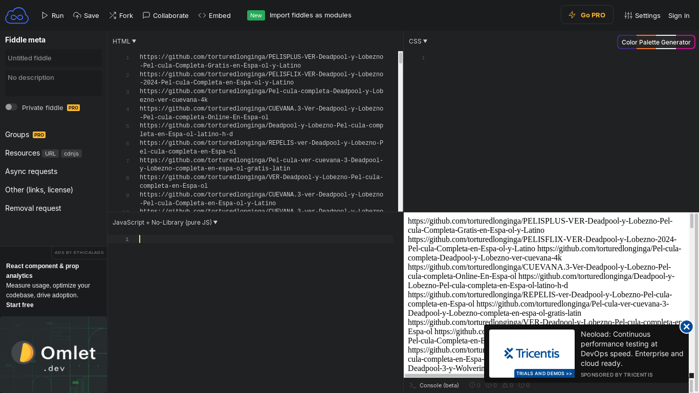 the desktop screenshot of jsfiddle.net