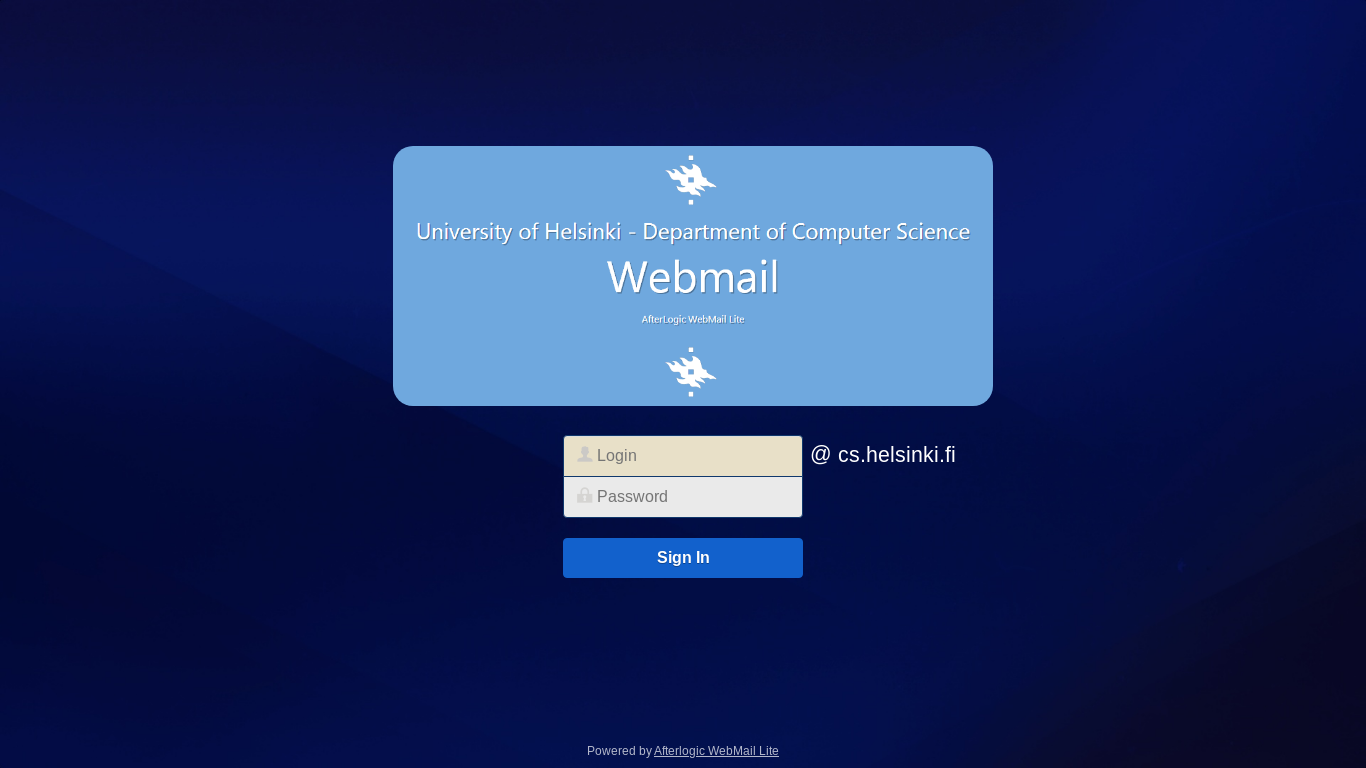 the desktop screenshot of webmail.cs.helsinki.fi