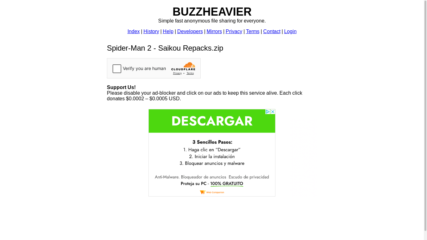 the desktop screenshot of buzzheavier.com