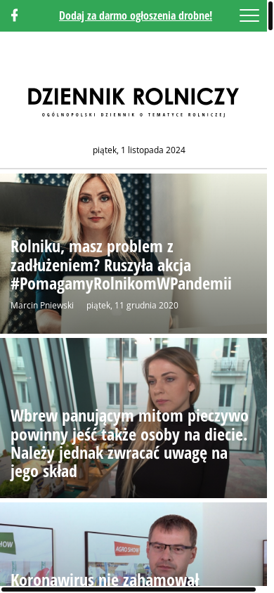 the mobile screenshot of www.dziennikrolniczy.pl