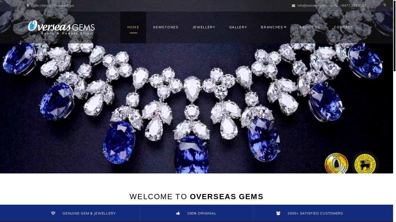 the desktop screenshot of overseasgemandjewellery.com