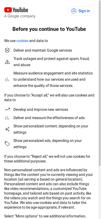 the mobile screenshot of consent.youtube.com