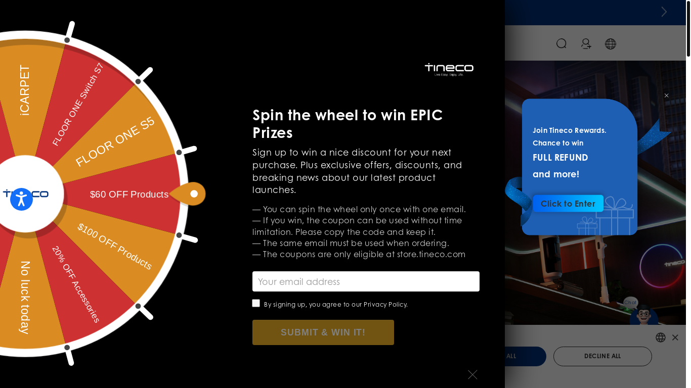 the desktop screenshot of us.tineco.com