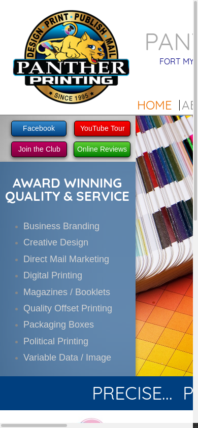 the mobile screenshot of www.pantherprinting.net