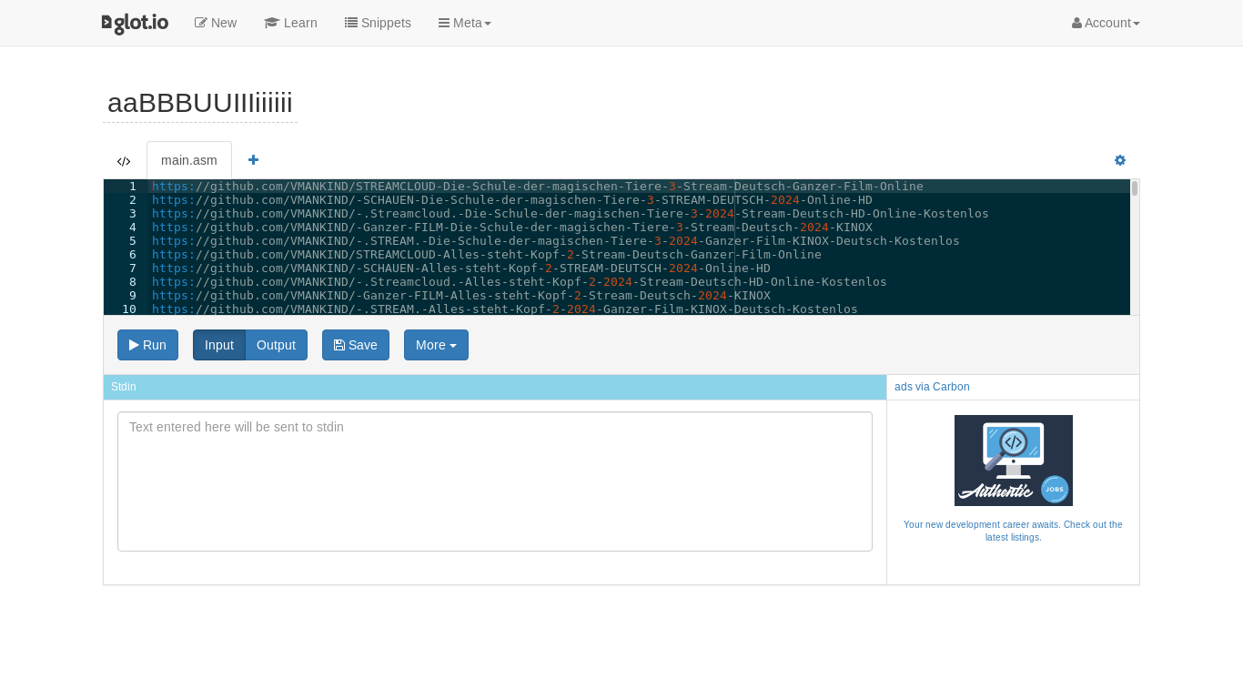 the desktop screenshot of glot.io