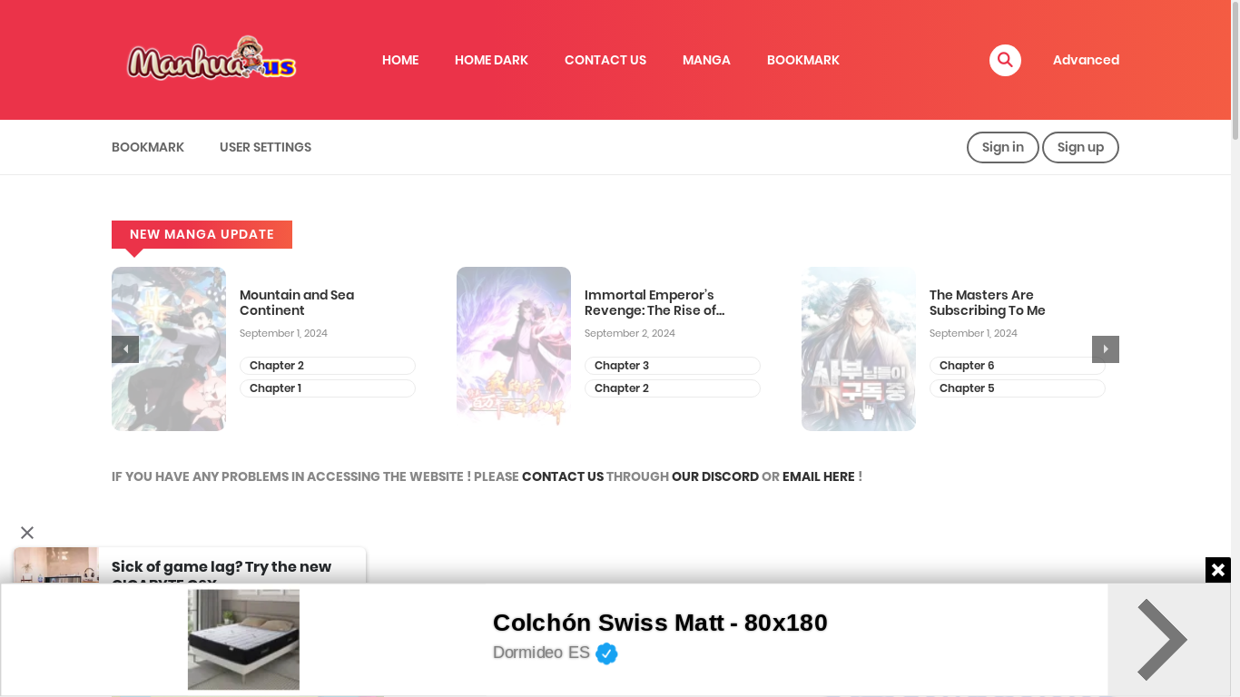 the desktop screenshot of manhuaus.com