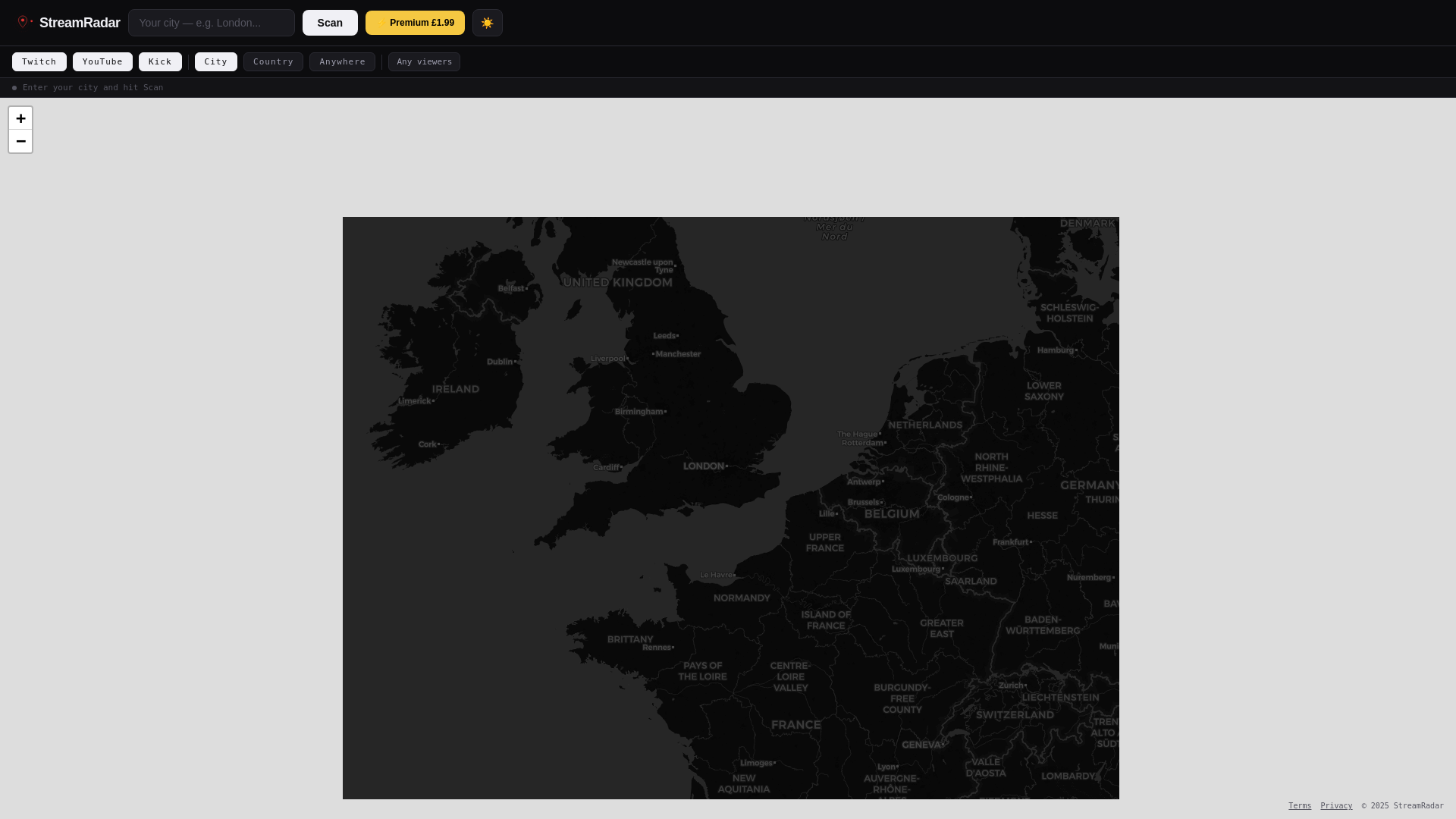 StreamRadar — Find Streamers Near You - URL Scan Results | Tiny Scan