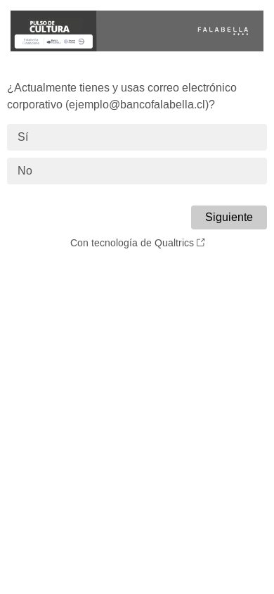 the mobile screenshot of falabellaex.qualtrics.com