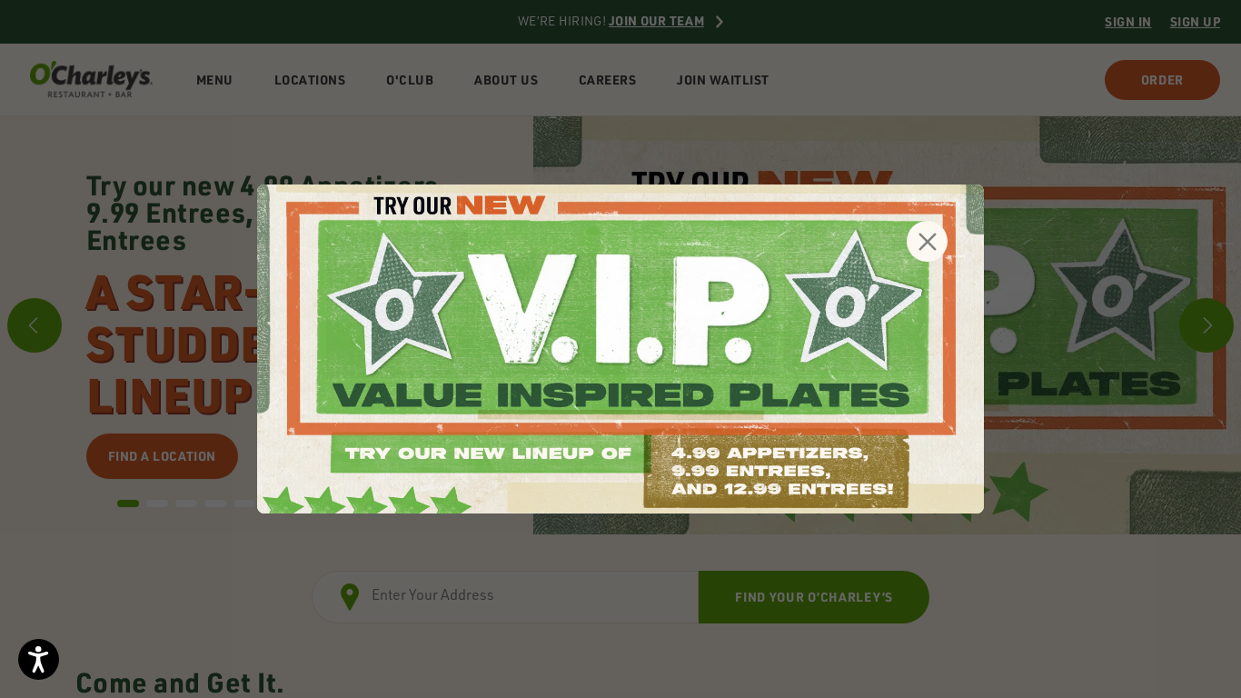 the desktop screenshot of www.ocharleys.com