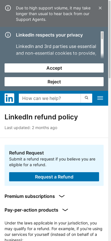 the mobile screenshot of www.linkedin.com