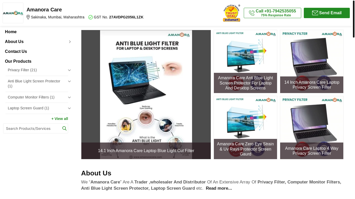 the desktop screenshot of www.amanoracare.in