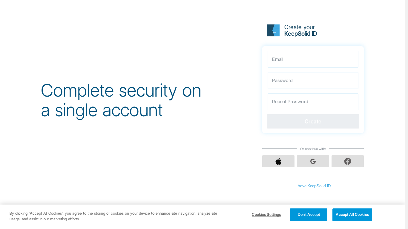 the desktop screenshot of id.keepsolid.com