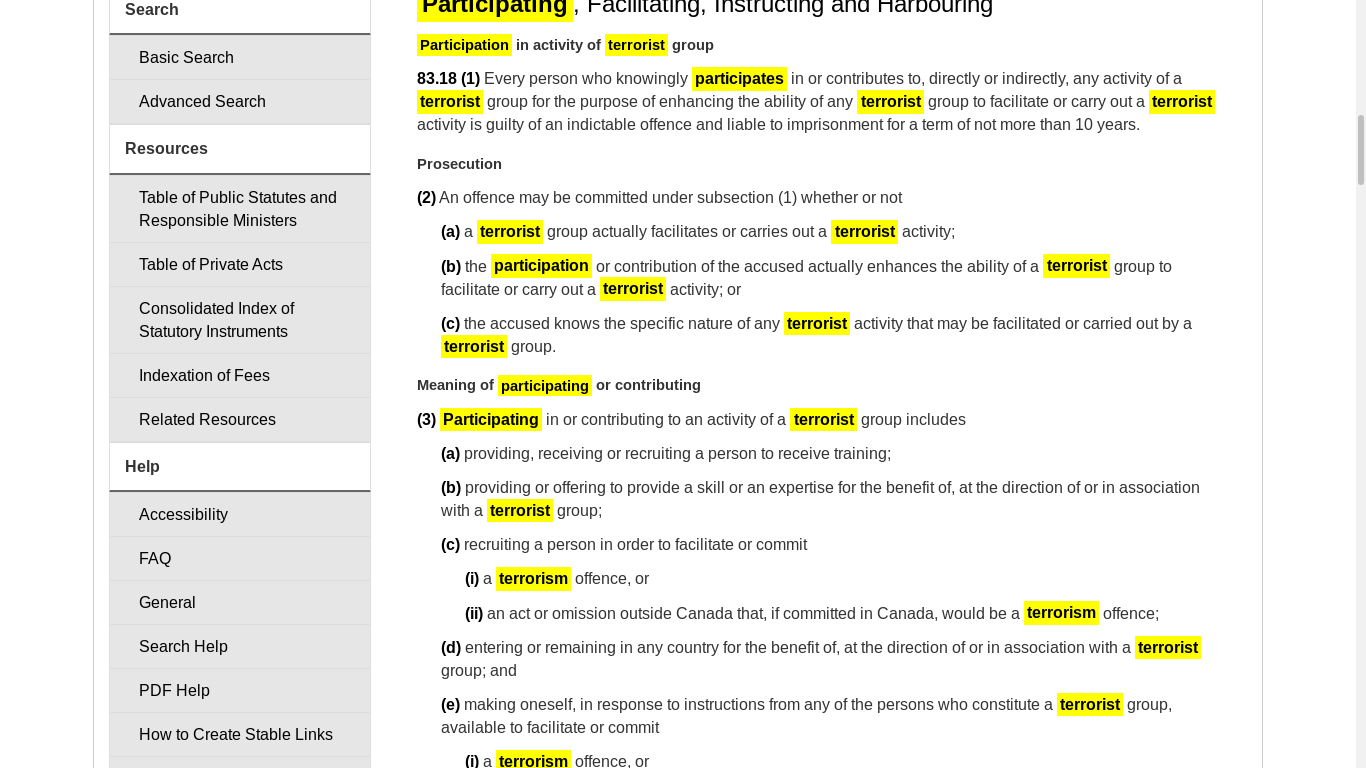 the desktop screenshot of laws-lois.justice.gc.ca